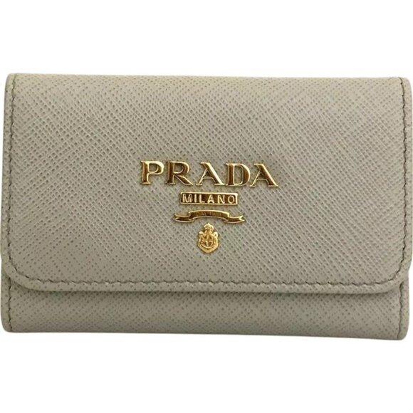 373183AX (V2) Prada Key Case 4 Ring Gray Leather - Picture 1 of 10